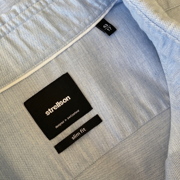 Strellson Sereno Slim-Fit Long-Sleeve Shirt Light Blue Size 17 - Picture 9 of 16
